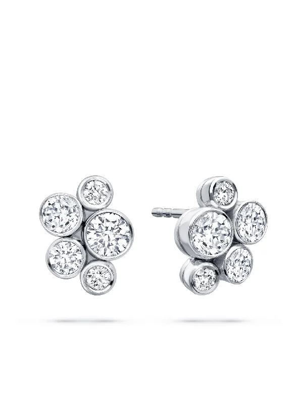 Multi-tier earrings-Raindance Classic Cluster Platinum Stud Earrings