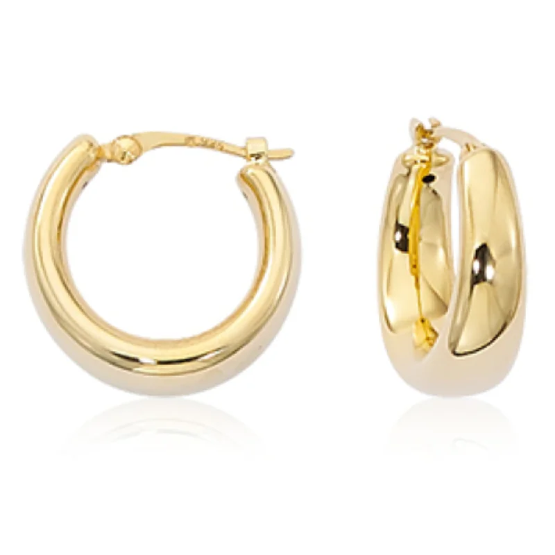 Flat knot earrings-14k Gold Small Tapered Hoop Earrings