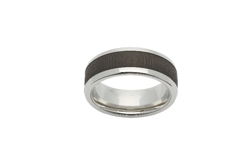 Alloy metal rings-Unique & Co Carbon Fibre Steel Ring