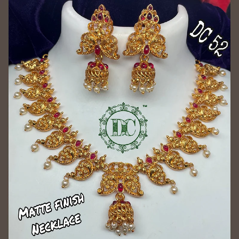 Vintage bead necklaces-Diksha Collection Gold Plated Pota Stone Necklace Set