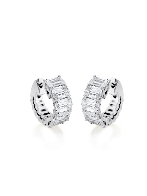 Tide design earrings-Ashoka Diamond Platinum Hoop Earrings