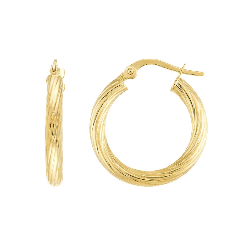 Bamboo motif earrings-14k Gold Spiral Hoop Earrings