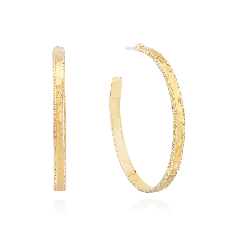 Twine bead earrings-Anna Beck Large Hammered Hoop Earrings