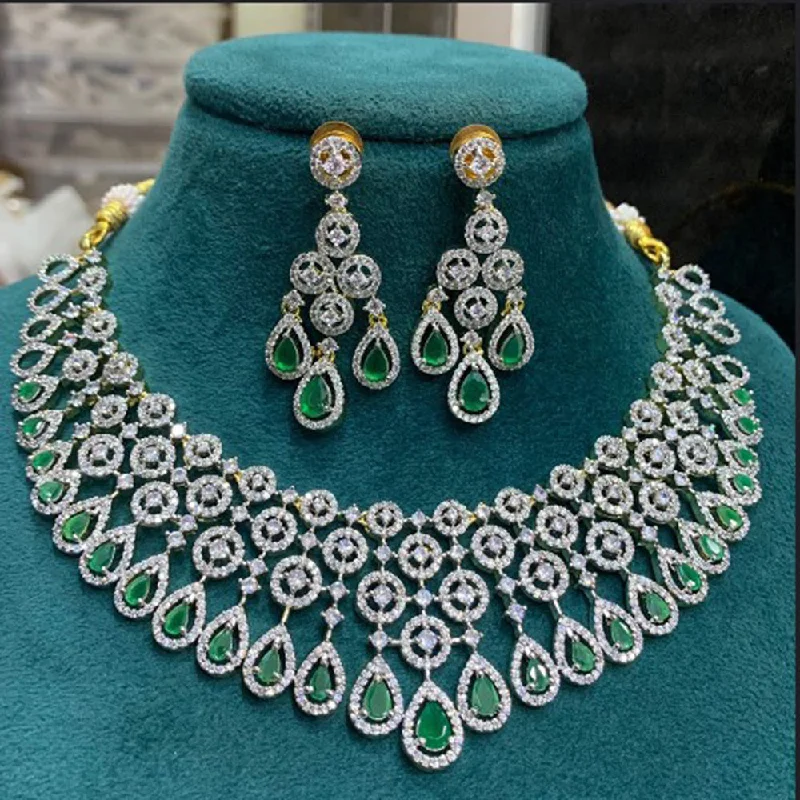 Topaz necklaces-Bhavi Jewels Gold Plated AD Stone Necklace Set