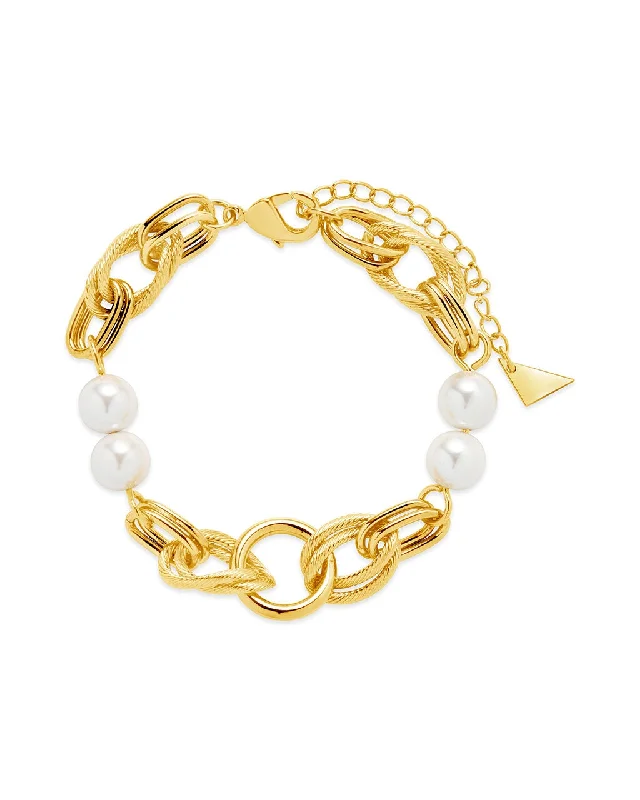 Chunky stone bangles-Ivanna Pearl Chain Bracelet