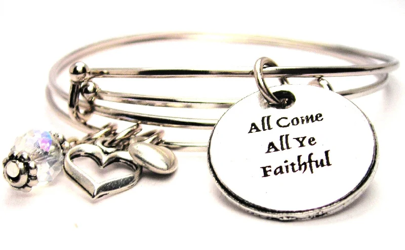 Vibrant enamel bangles-All Come All Ye Faithful Expandable Bangle Bracelet Set