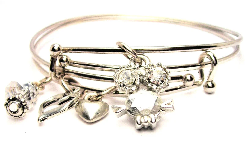 Nine-link bangles-Rhinestone Easter Bunny Expandable Bangle Bracelet Set