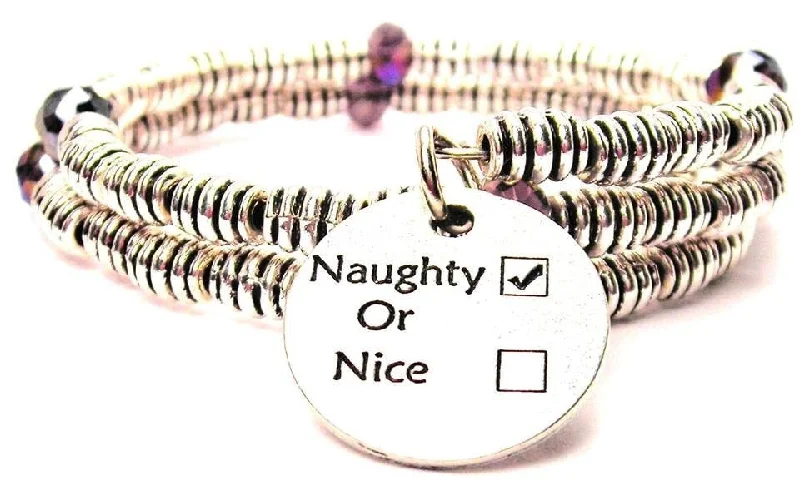 Solid pearl bangles-Naughty Or Nice Curly Coil Wrap Style Bangle Bracelet