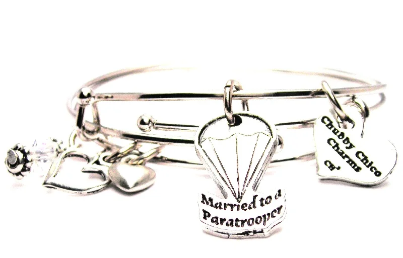 Cosmic glow bangles-Married To A Paratrooper Expandable Bangle Bracelet Set