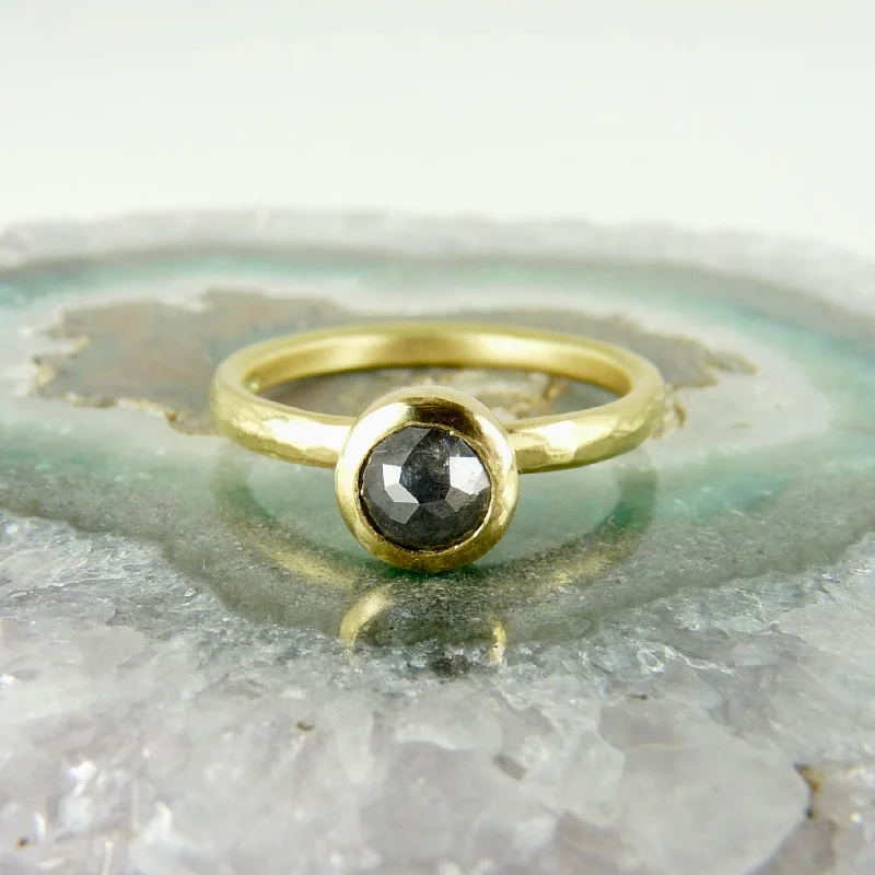 Spinel gem rings-Grey Black Diamond 18ct Ring