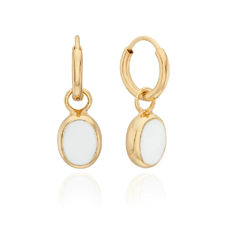 Lily charm earrings-Anna Beck White Agate Oval Charm Earrings