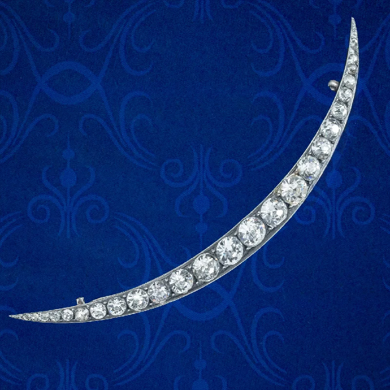 Pure form brooch-Antique Victorian Paste Crescent Moon Brooch Sterling Silver