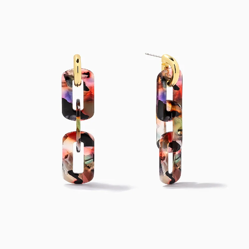 Rough texture earrings-Resin Link Earrings