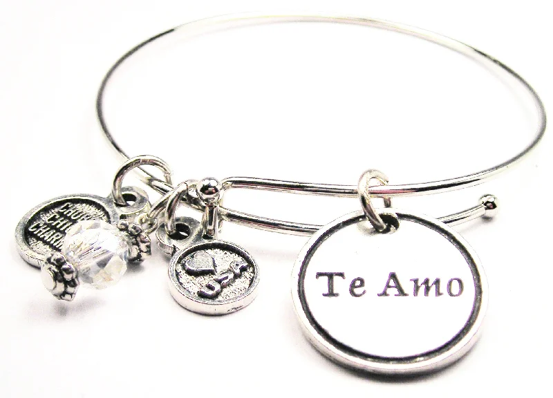 Bead trim bangles-Te Amo I Love You Expandable Bangle Bracelet