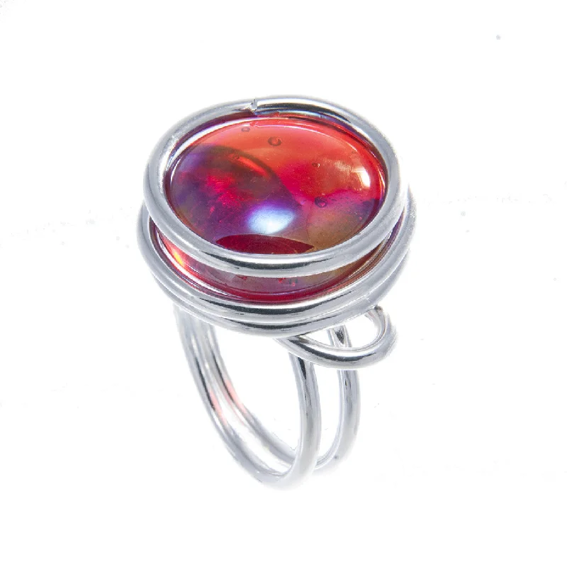 Bead row rings-Infinity Glass Ring - Red Crystal