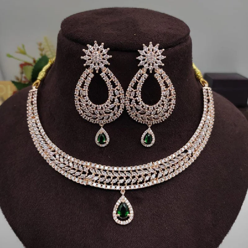 Old style necklaces-Manisha Jewellery Rose Gold Plated AD Stone Necklace Set