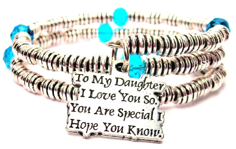 Tri-tone bangles-To My Daughter I Love You So You Are Special I Hope You Know Curly Coil Wrap Style Bangle Bracelet