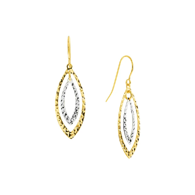 Wave drop earrings-14k Gold Two-Tone Diamond-Cut Wire Earrings