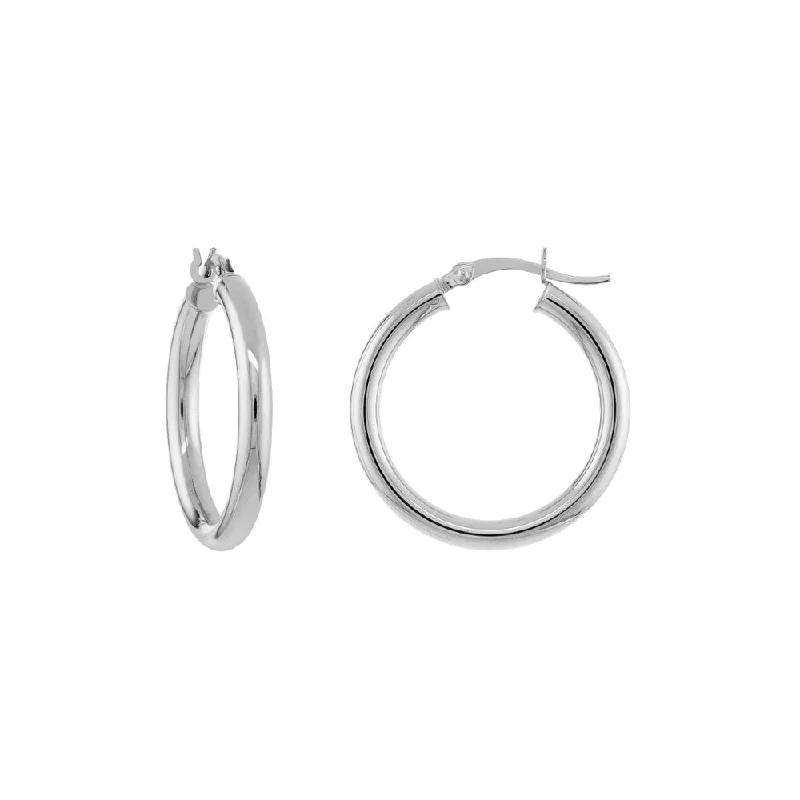 Radiant gem earrings-14k White Gold Polished Hoop Earrings