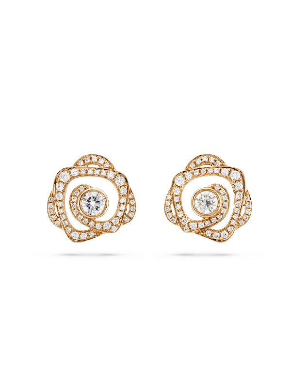 Trekker braid earrings-Maymay Rose Large Rose Gold Diamond Earrings