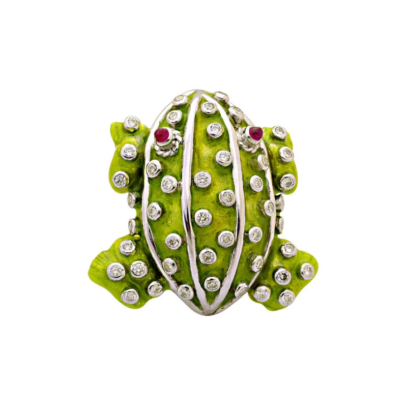 Bead trim brooch-Brooch-Ruby and Diamond (Enamel)