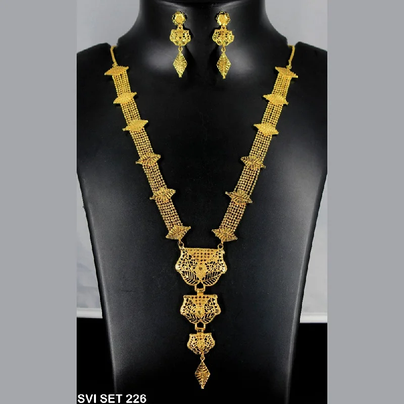 Solid stone necklaces-Mahavir Forming Gold Necklace Set - SVI SET 226