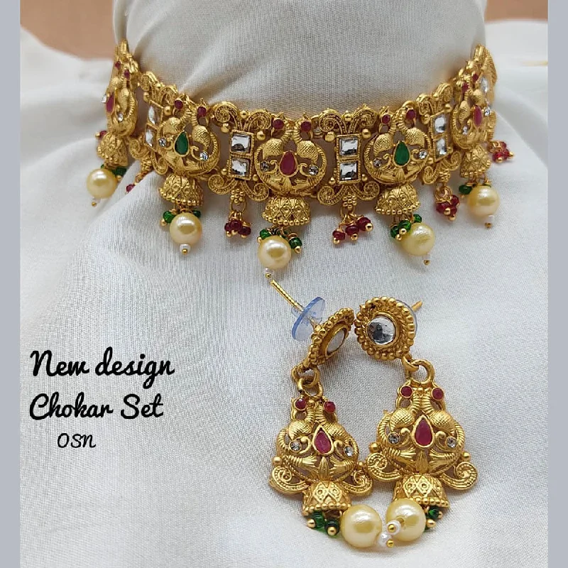 Petal design necklaces-Lucentarts Jewellery Kundan Choker Necklace Set