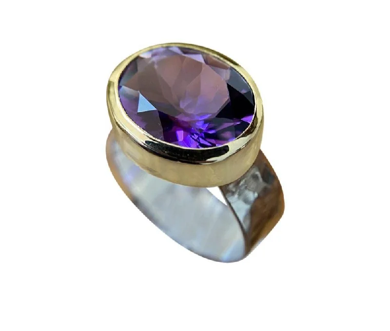 Glossy eternity rings-Yaron Morhaim 9ct Gold & Faceted Purple Amethyst Ring