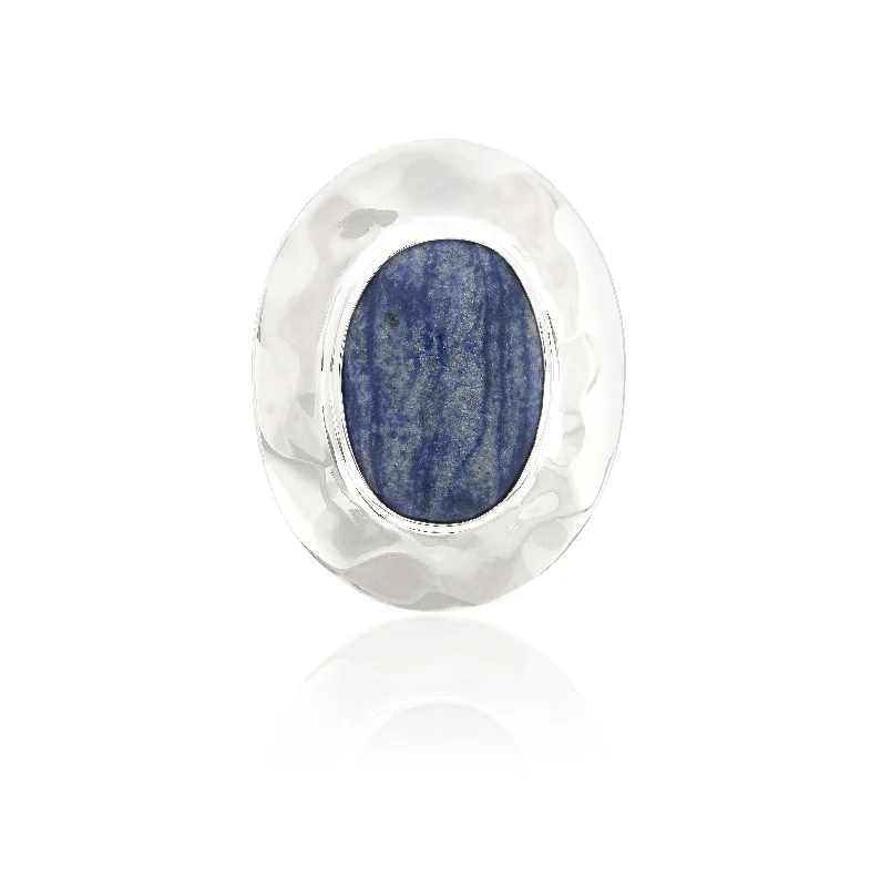 Crystal-twisted rings-Anna Beck Silver Wavy Dumortierite Ring