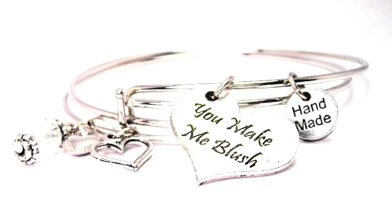 Tight clasp bangles-You Make Me Blush Expandable Bangle Bracelet Set