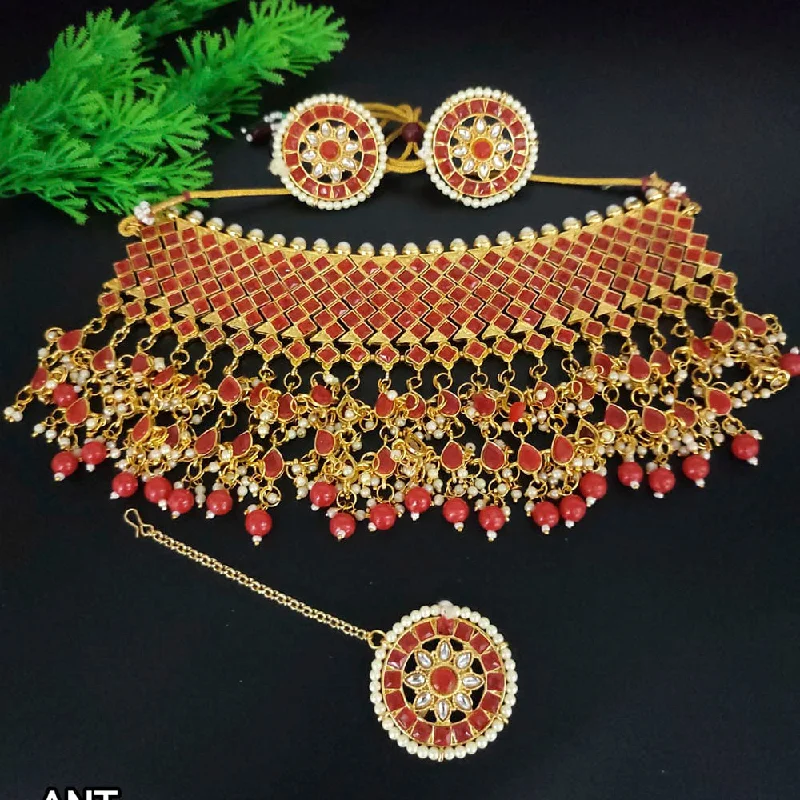 Solid stone necklaces-Lucentarts Jewellery Kundan Choker Necklace Set