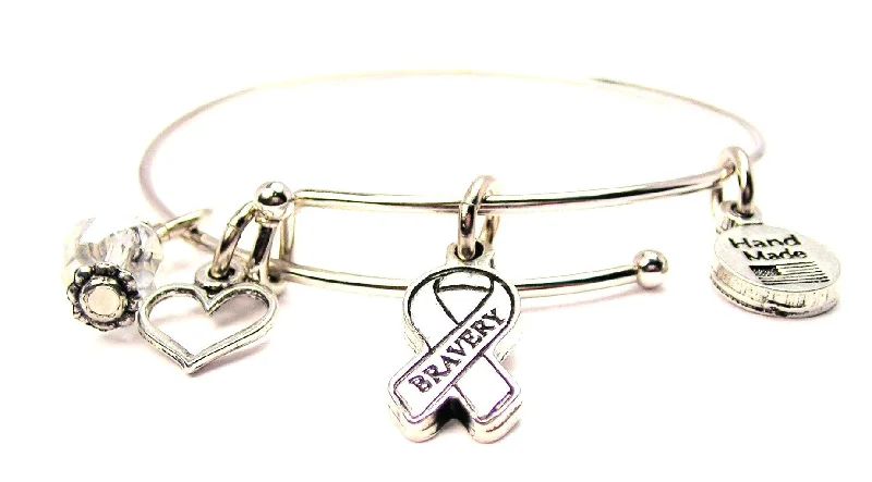 Satin gloss bangles-Bravery Awareness Ribbon Expandable Bangle Bracelet