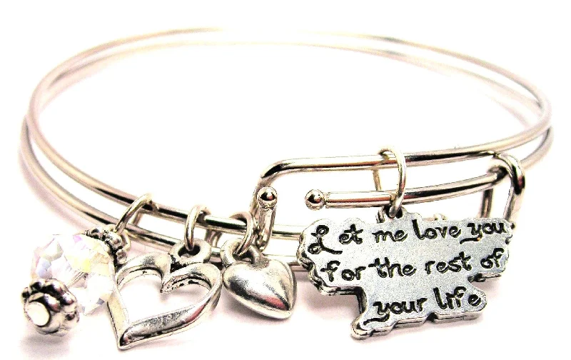 Victorian style bangles-Let Me Love You For The Rest Of Your Life Expandable Bangle Bracelet Set