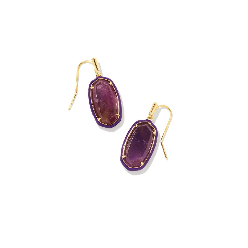 Surf design earrings-Kendra Scott Dani Enamel Framed Gold Drop Earrings