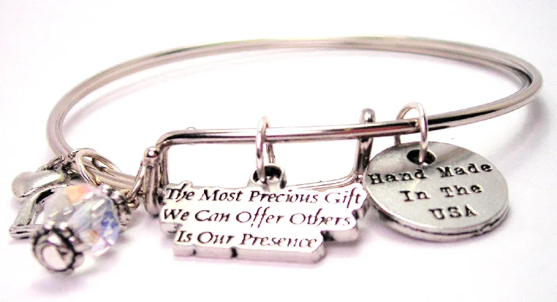 Topaz bangles-The Most Precious Gift We Can Offer Others Is Our Presence Expandable Bangle Bracelet Set