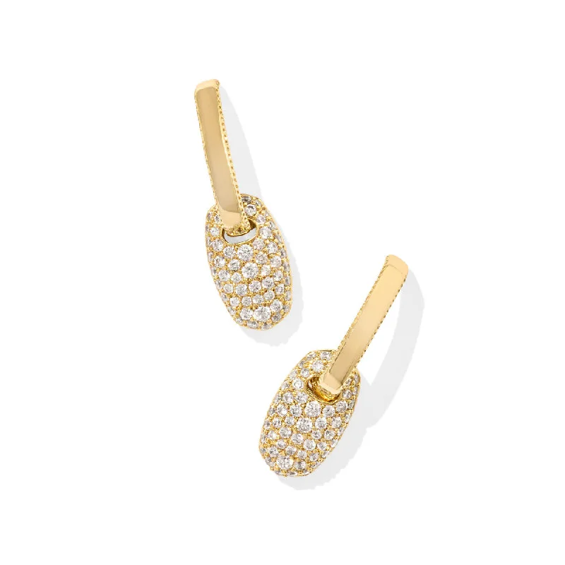 Art deco earrings-Kendra Scott Bailey Pave Huggie Earrings