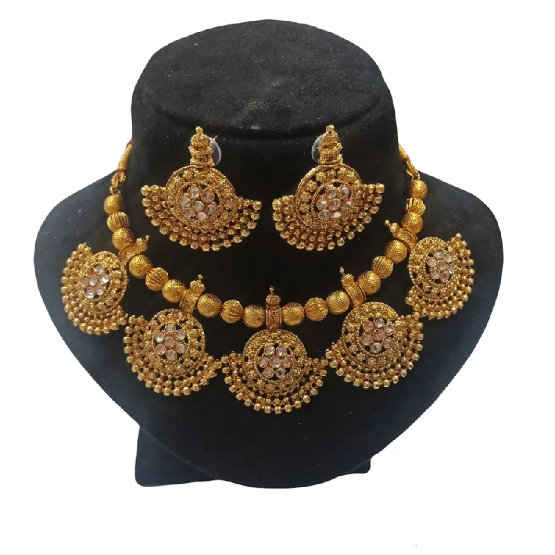 Dainty gem necklaces-Manisha Jewellery Gold Plated Necklace Set