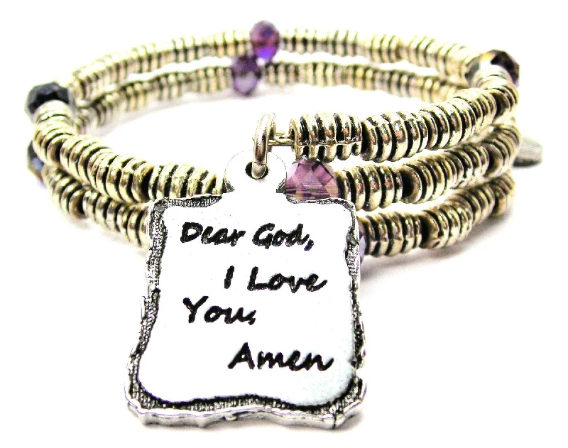 Cedar grain bangles-Dear God, I Love You, Amen Curly Coil Wrap Style Bangle Bracelet