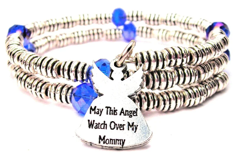 Linen cord bangles-May This Angel Watch Over My Mommy Curly Coil Wrap Style Bangle Bracelet