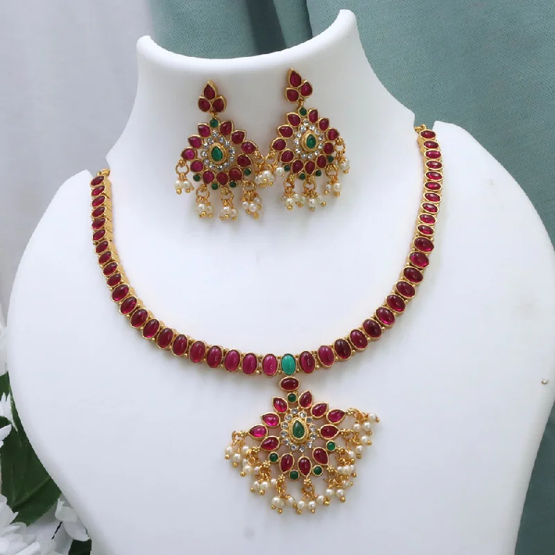 Thin yarn necklaces-Diksha Collection Gold Plated Necklace Set