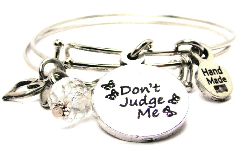 Braided silk bangles-Dont Judge Me Circle Expandable Bangle Bracelet Set