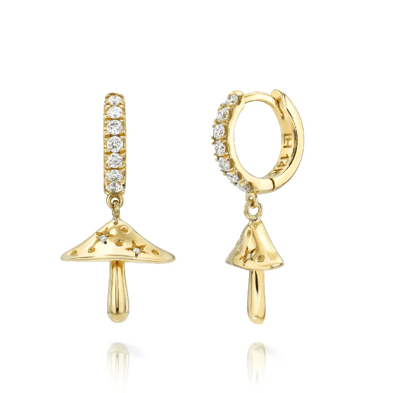 Pure crystal earrings-LH x Alice Baby Mushroom Diamond Pavé Orbit Hoops