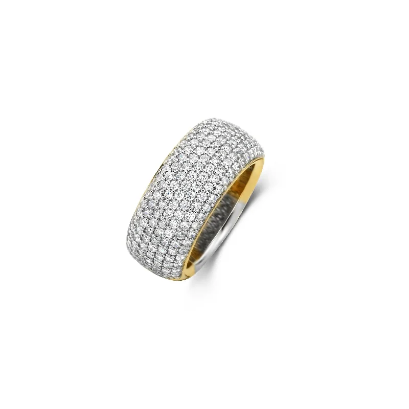 Surf design rings-Ti Sento Wide Pave Band Ring