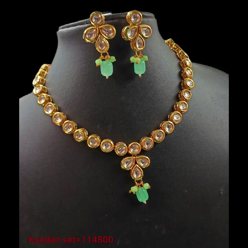 Floating gem necklaces-Padmawati Bangles Kundan Stone Gold Plated Necklace Set