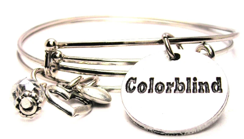 Worn bronze bangles-Colorblind Circle Expandable Bangle Bracelet Set