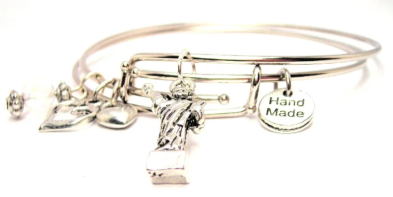 Ruby gem bangles-Statue Of Liberty Expandable Bangle Bracelet Set