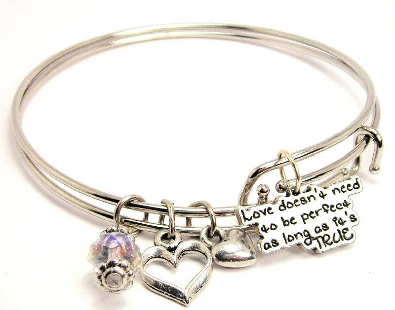 Silk wrap bangles-Love Doesnt Have To Be Perfect As Long As Its True Expandable Bangle Bracelet Set