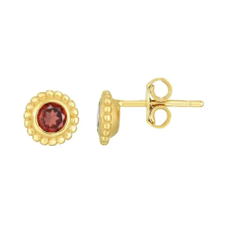 Small wing earrings-14k Gold Garnet Stud Earrings