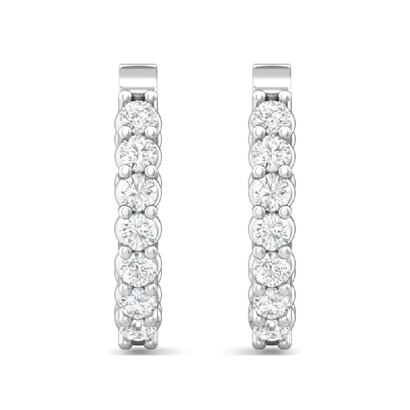 Solid bar earrings-Martin Flyer 14k Inside/Outside Diamond Hoop Earrings