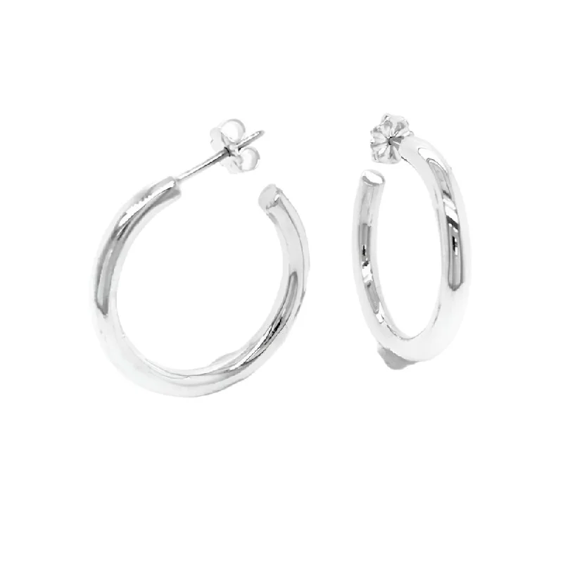 Thick bar earrings-Sterling Silver Small Tube Hoop Earrings